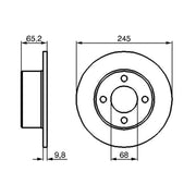 Bosch 2 x Solid Brake Discs fits Audi 100 C3 1986-1990 2.3