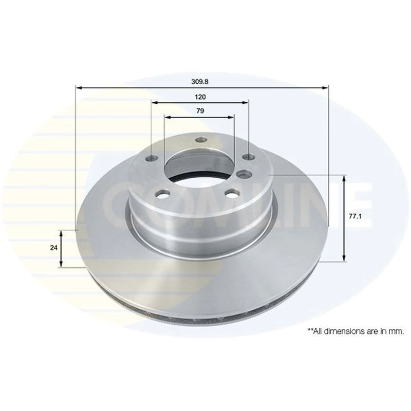 Comline Front Brake Internally Vented Discs & Pads fits BMW 5 2003-2010