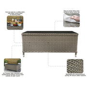 Dellonda Chester Rattan Wicker Outdoor Balcony Table with Tempered Glass Top Dellonda - Dynamic Drive