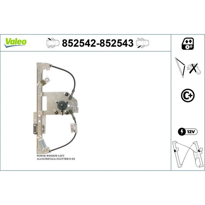 Valeo Electric Window Regulator Lifter Left Rear 852542