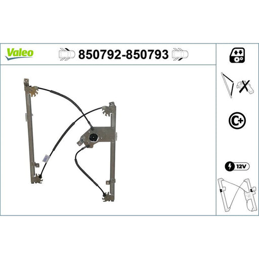 Valeo Electric Window Regulator Lifter Right Front 850793