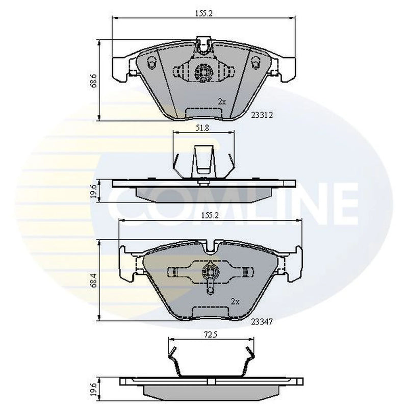 Comline 4 x Front Brake Pad Set fits BMW 1 2011-2012