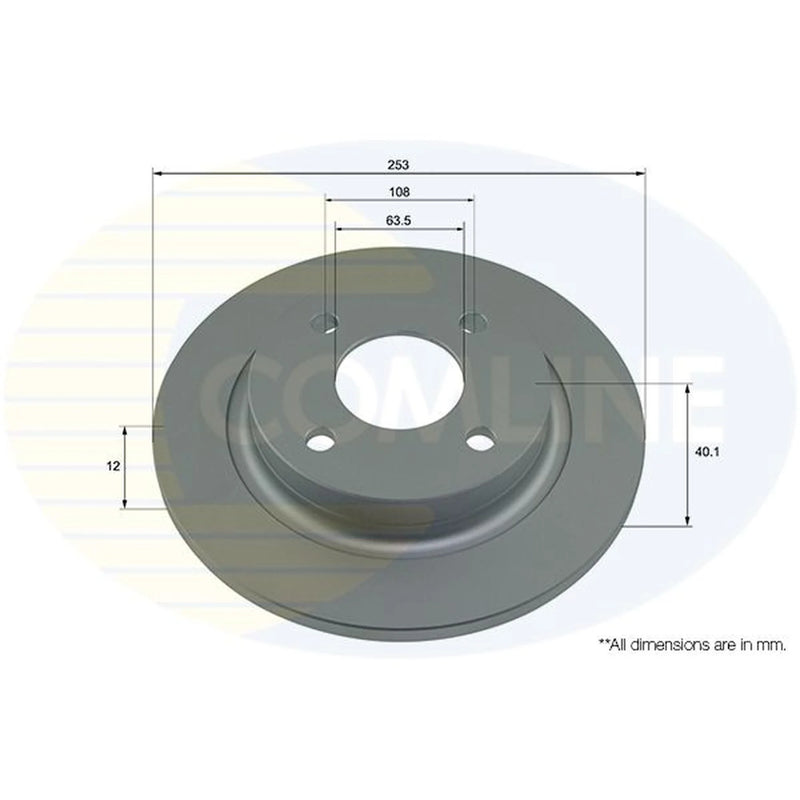 Comline 2 x Solid Brake Discs fits Ford Fiesta VII 2017-2021 1.0 1.1 1.5