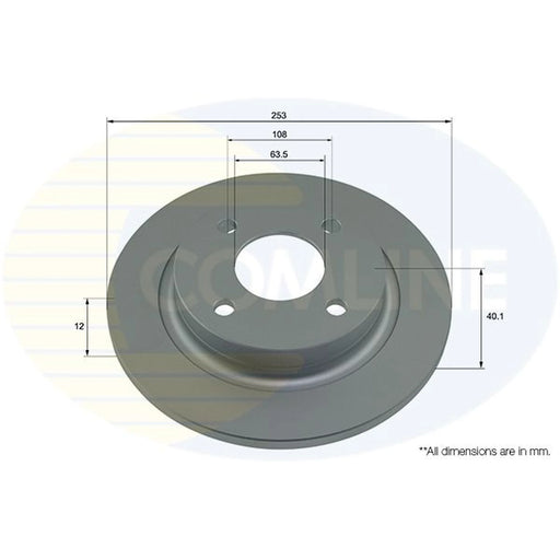Comline 2 x Solid Brake Discs fits Ford Fiesta VII 2017-2021 1.0 1.1 1.5