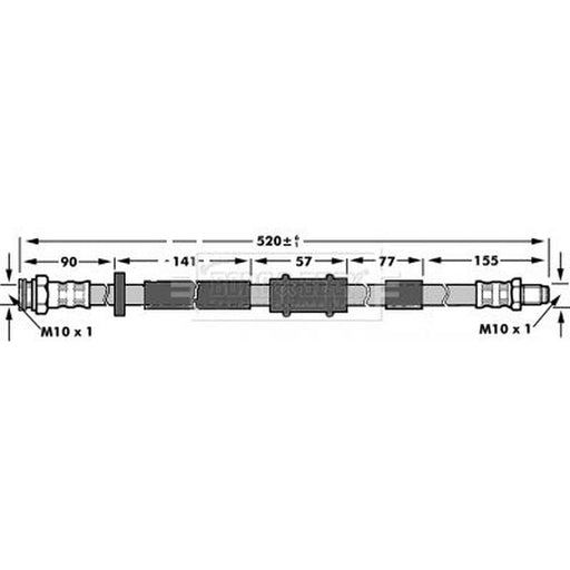 Borg & Beck Brake Hydraulic Hose Line Front Right BBH6957