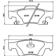DON Rear Brake Pad Set fits Jeep Grand Cherokee 2013 on 3.0 5.7