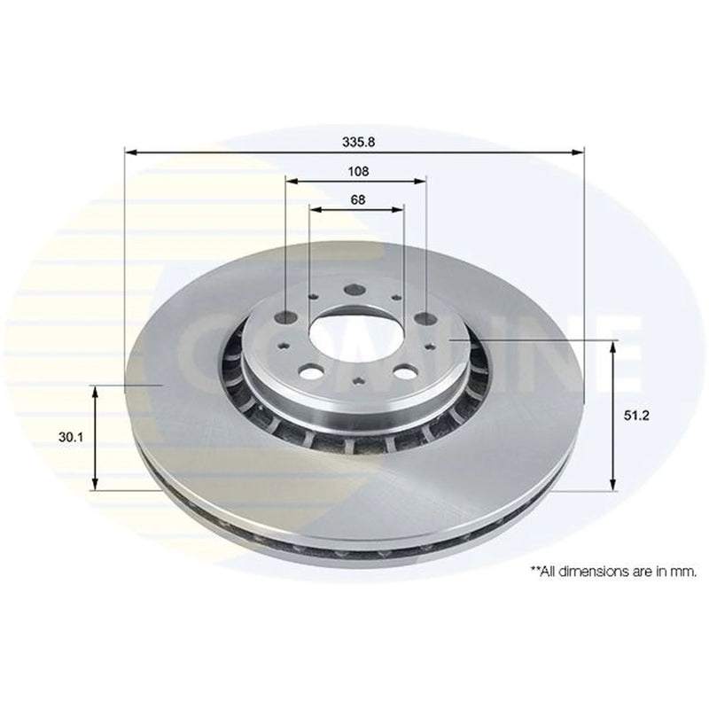 Comline 2 x Internally Vented Brake Discs fits Volvo XC90 I 2002-2014 2.5 3.2
