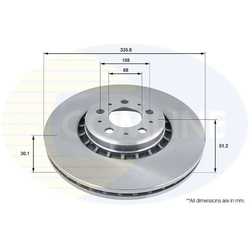 Comline 2 x Internally Vented Brake Discs fits Volvo XC90 I 2002-2014 2.5 3.2