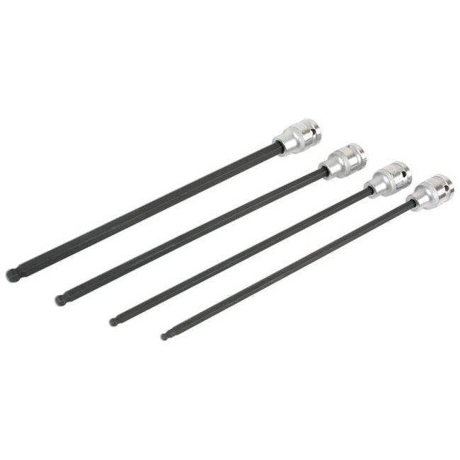 Laser Extra Long Ball End Hex Socket Bit Set 1/2"D 4pc 6711 Laser - Dynamic Drive
