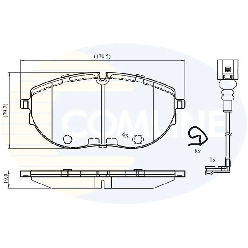 Comline 4 x Front Brake Pad Set fits VW California T6 Camper 2015-2024 2.0