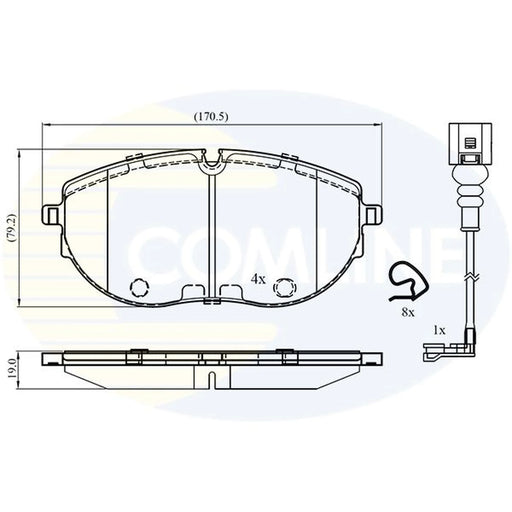 Comline 4 x Front Brake Pad Set fits VW California T6 Camper 2015-2024 2.0