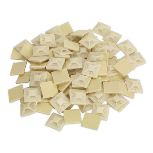 Sealey Self-Adhesive Cable Tie Mount 25 x 25mm White Pack of 100 CTM2525W Sealey - Dynamic Drive