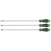 Premier Extra-Long Hammer-Thru Screwdriver Set 450mm 3pc - Hi-Vis Green Sealey Premier - Dynamic Drive