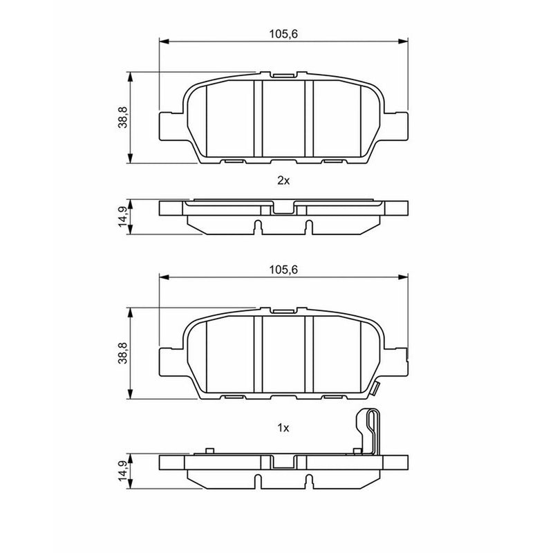 Bosch Front & Rear Pads fits Nissan Juke 2014-2019 1.6
