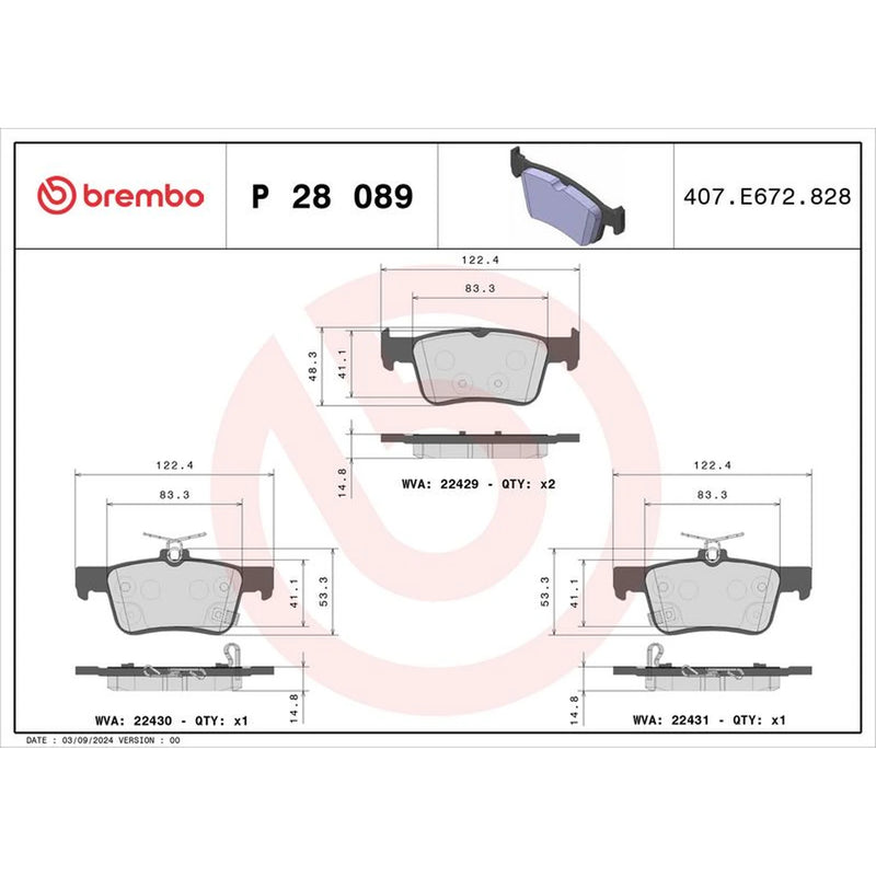 Brembo Front & Rear Pads fits Honda Civic X 2016-2022 1.0 1.5 1.6
