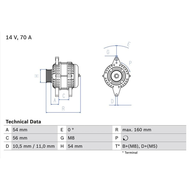 Bosch Car Alternator 12V 0 986 041 260