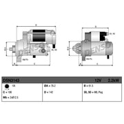 Denso Starter Motor 12V 2.2kW 10 Teeth fits VW Multivan 2003-2009 2.5