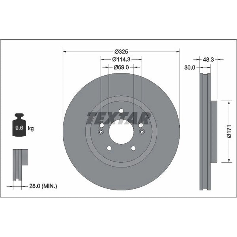 Textar 2 x Vented Front Brake Discs 92337103-x2
