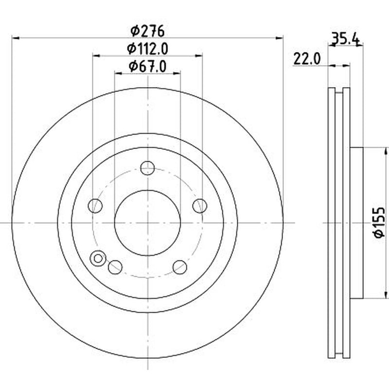 Mintex 2 x Brake Discs fits Mercedes-Benz A-Class 1999-2004 168.032 168.132