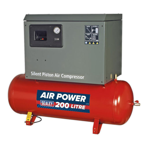 Sealey 200L Low Noise Belt Drive Air Compressor with Cast Cylinders 3hp Sealey - NN4 Online 