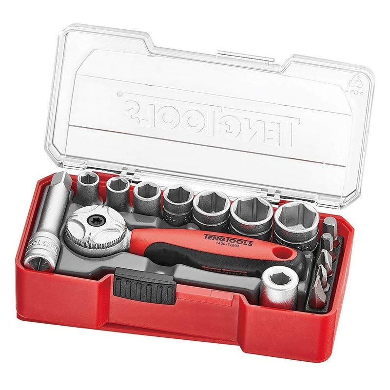 Teng Tools 1/4" Socket Set 6 pt With Belt Clip 15 Pieces Teng Tools - Dynamic Drive