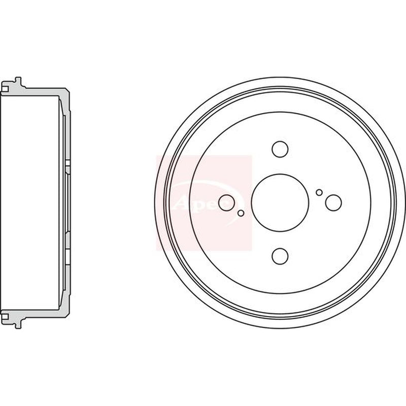 Apec Brake Drum Assembly Rear fits Toyota Corolla 1992-1997 1.3 1.6 2.0