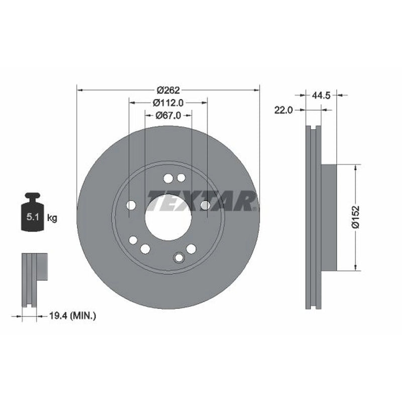 Textar 2 x Vented Front Brake Discs 92038600