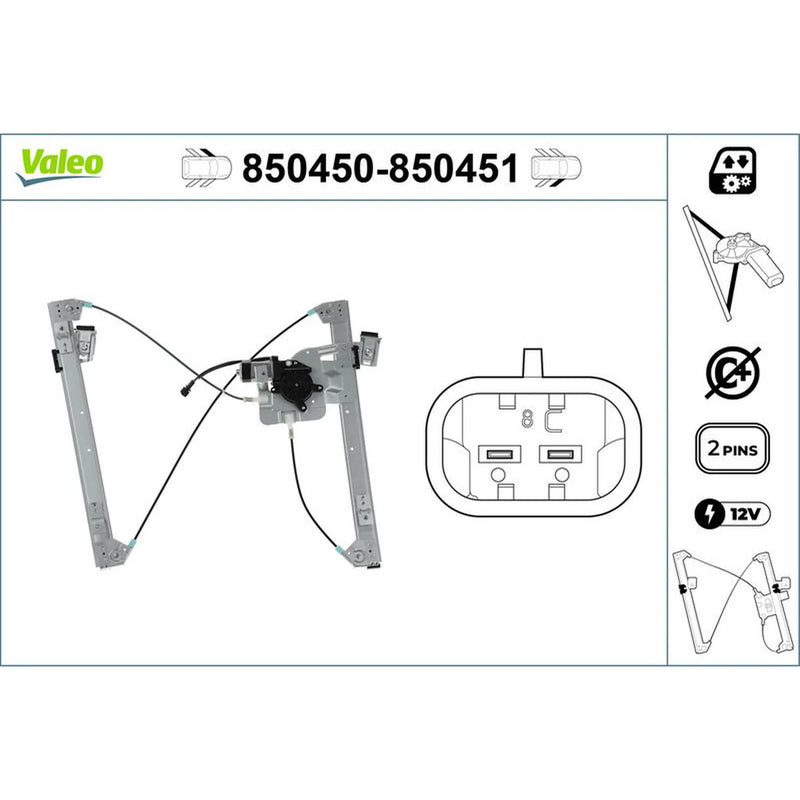 Valeo Electric Window Regulator Lifter Right Front 850451