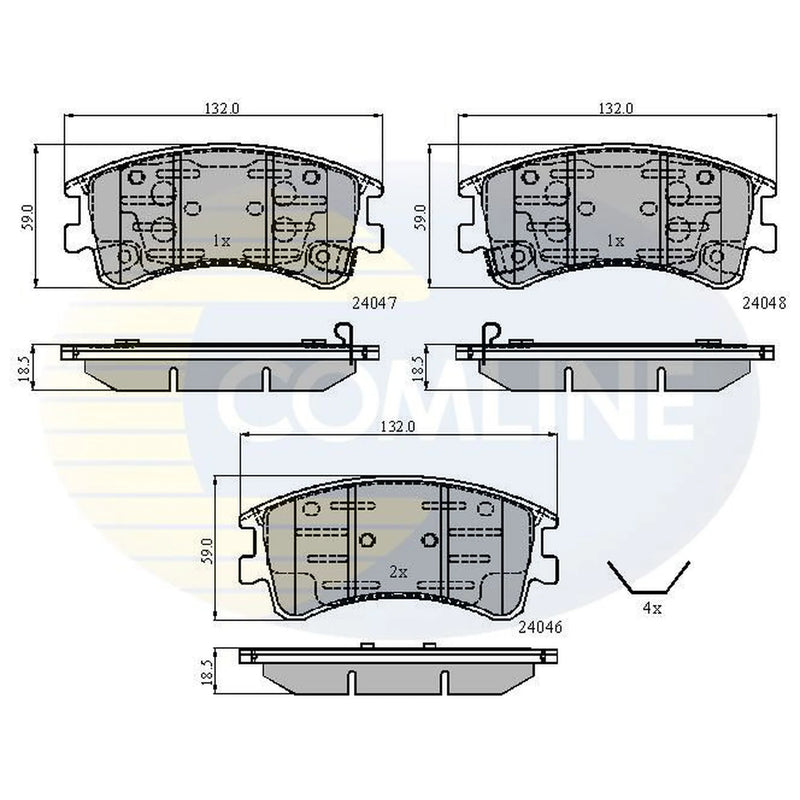 Comline 4 x Front Brake Pad Set fits Mazda 6 2002-2007 1.8 2.0 2.3 3.0