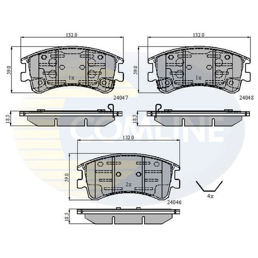 Comline 4 x Front Brake Pad Set fits Mazda 6 2002-2007 1.8 2.0 2.3 3.0