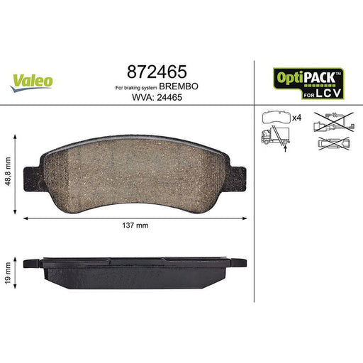 Valeo Rear Brake Pad Set 872465