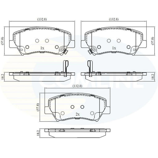 Comline 4 x Front Brake Pad Set fits Renault Fluence 2010 on 2.0
