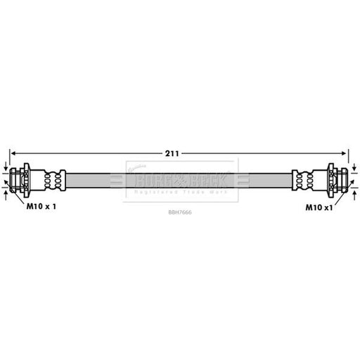 Borg & Beck Brake Hydraulic Hose Line inner BBH7666