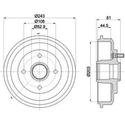 Mintex Brake Drum Assembly Rear fits Ford Fiesta V 2001-2010 1.25 1.3 1.4 1.6