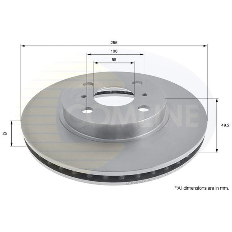 Comline 2 x Internally Vented Brake Discs fits Toyota Corolla 2001-2007 1.8