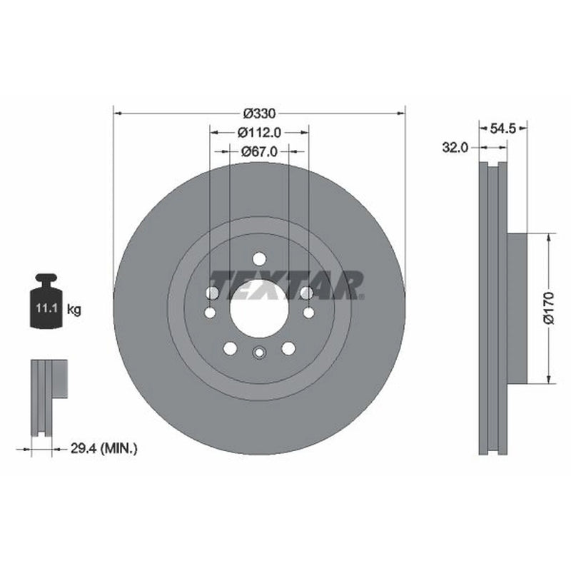 Textar 2 x Vented Front Brake Discs 92260405-x2