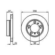 Bosch 2 x Vented Brake Discs fits Porsche Boxster 1996-2004 2.5 2.7