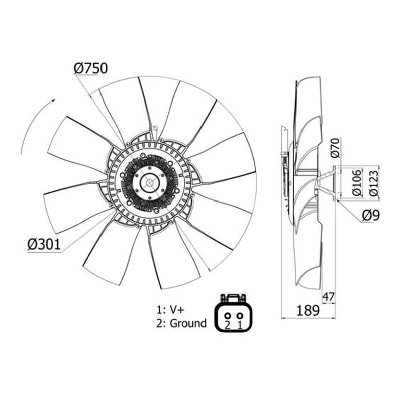 Mahle Engine Cooling Fan fits Scania 4 - Series 2000-2008