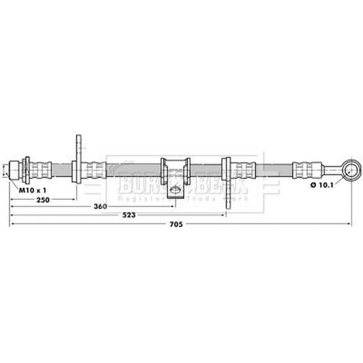 Borg & Beck Brake Hydraulic Hose Line Front Left BBH6619