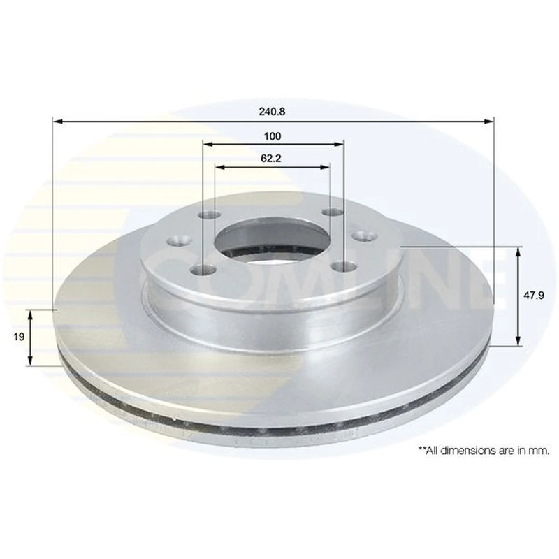 Comline 2 x Brake Discs fits Hyundai Getz 2002-2010 1.1 1.3 1.4 1.5 1.6