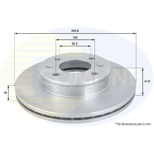 Comline 2 x Brake Discs fits Hyundai Getz 2002-2010 1.1 1.3 1.4 1.5 1.6
