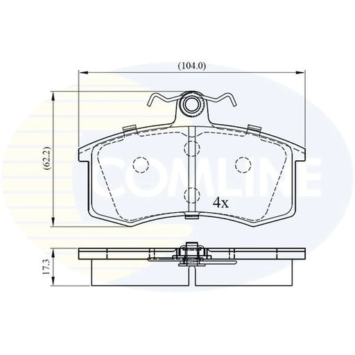 Comline 4 x Front Brake Pad Set fits Lada 110 1995-2012 1.5 1.6