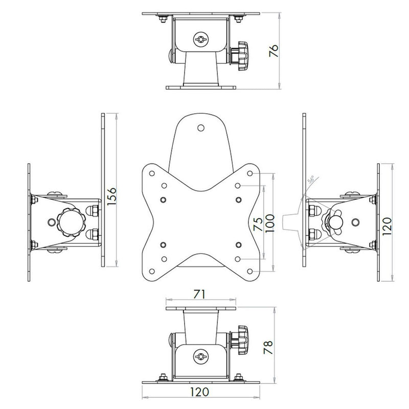 LCD TV Tilting Bracket (Wall Mount) for RVs Nova - Dynamic Drive