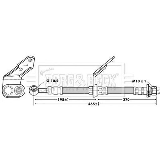 Borg & Beck Brake Hydraulic Hose Line Front Left BBH6741