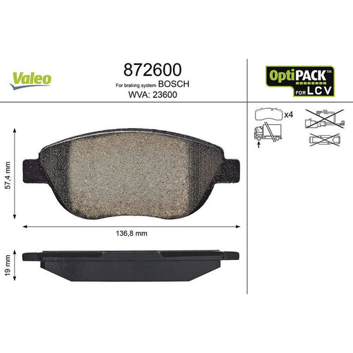 Valeo Front Brake Pad Set 872600