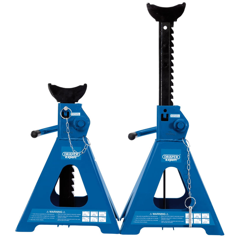 Draper Pair of Pneumatic Rise Ratcheting Axle Stands, 5 Tonne 01814 Draper - Dynamic Drive