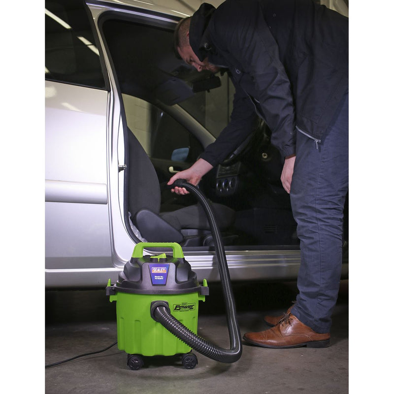 Sealey Vacuum Cleaner Wet & Dry 10L 1000W/230V Green PC102HV Sealey - Dynamic Drive