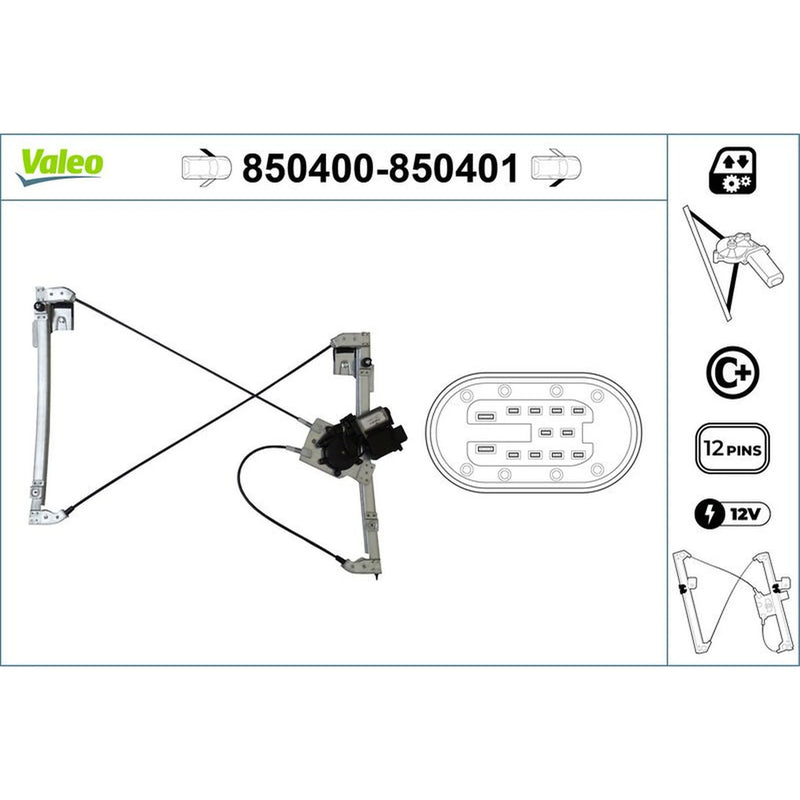Valeo Electric Window Regulator Lifter Right Front 850401