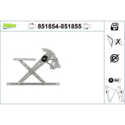 Valeo Electric Window Regulator Lifter Right Front 851855