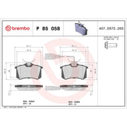 Brembo 4 x Rear Brake Pad Set fits Ford Galaxy 1996-2006 1.9 2.3